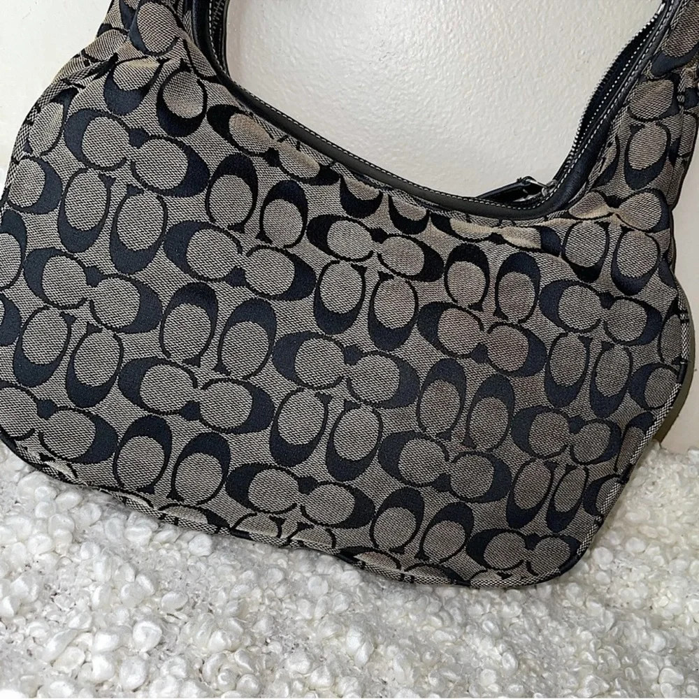 Coach Signature Black and Tan Hobo Bag